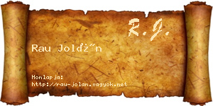 Rau Jolán névjegykártya